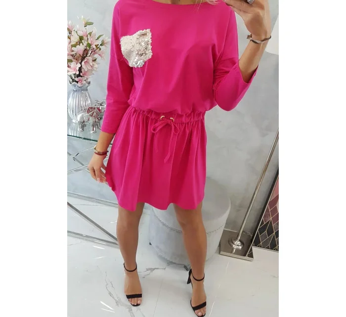 Flitrové vreckové šaty fuchsiovej farby 15490 - Kesi