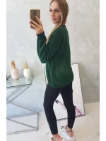 Sveter s výstrihom do V tmavo zelený