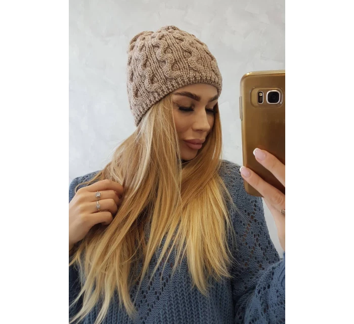 Fleecová čiapka Teresa K285 tmavo béžová