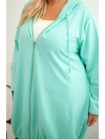 Dámska bavlnená mikina s kapucňou a zipsom v nadmernej veľkosti Mint
