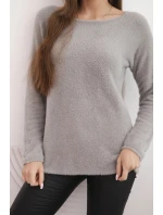 Svetr dámský z měkké pleteniny s kulatým výstřihem hnědý