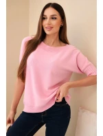 Dámsky viskózový sveter s krátkym rukávom candy pink Dámsky viskózový sveter s krátkym rukávom candy pink