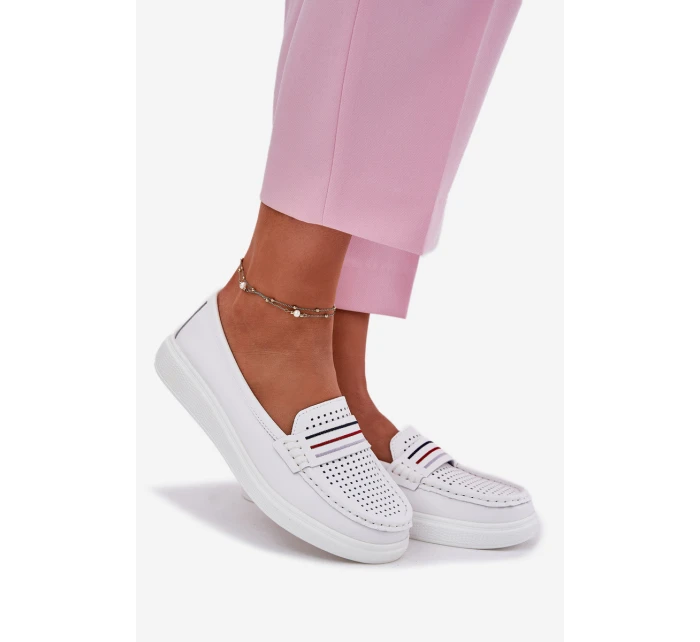 Dámské Kožené Mokasíny Bílé model 21696947 - EVENTO