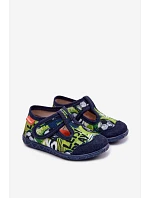 Dětské pantofle Milami na suchý zip s míčky tmavě modro-zelené Jasimrra