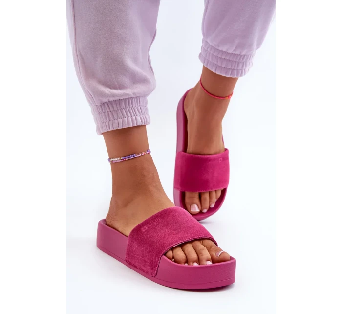Dámske semišové šľapky na platforme Big Star Fuchsia
