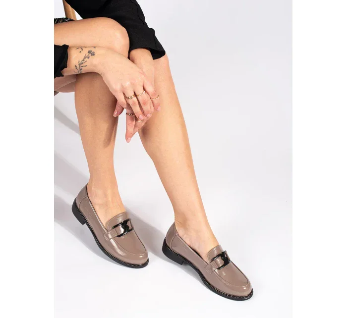 Pohodlné hnedé dámske mokasíny na širokom podpätku Pohodlné hnedé dámske mokasíny na širokom podpätku