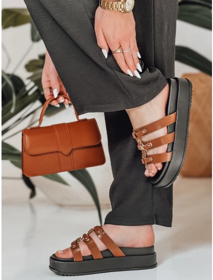 Dámske žabky na platforme PLATOFI camel FashionStreet ZY0880