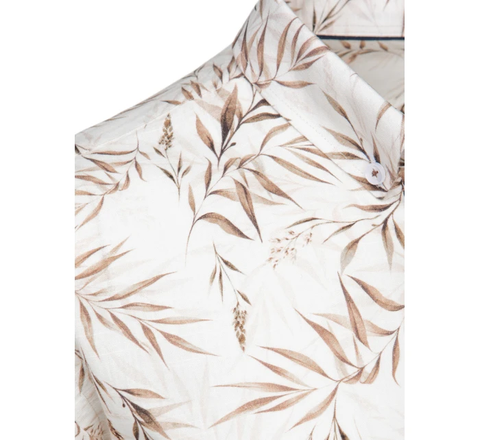 Pánska biela košeľa s listami FashionStreet DX2639