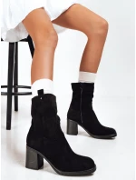 Dámské semišové kozačky na podpatku černé Dstreet model 21993786 - FashionStreet