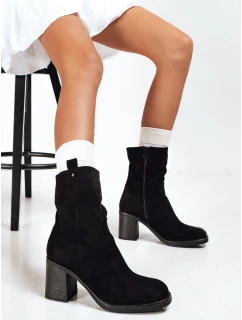 Dámské semišové kozačky na podpatku černé Dstreet model 21993786 - FashionStreet