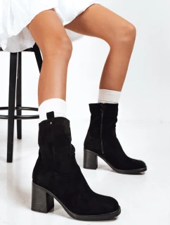 Dámske semišové čižmy na podpätku čierne FashionStreet ZY1222