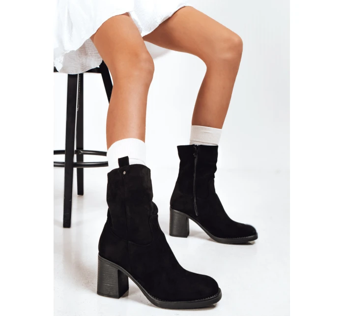 Dámské semišové kozačky na podpatku černé Dstreet model 21993786 - FashionStreet