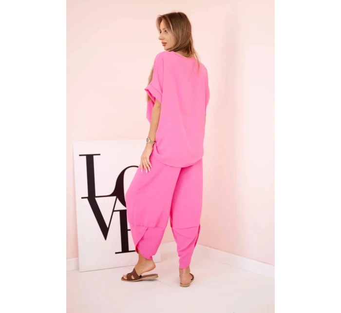 Viskózová blúzka + nohavice ružová