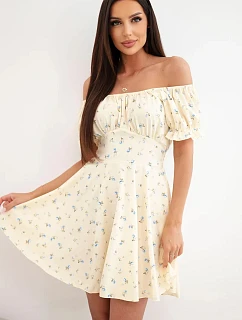 Dámské šaty s s volánkem a výstřihem žlutá model 22205827 - K-Fashion