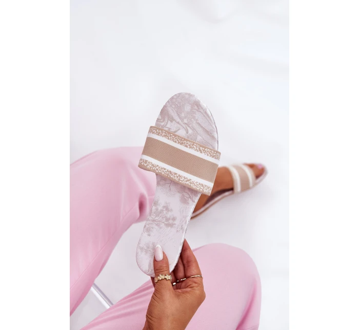 Vzorované Plné Dámské Sandály Béžové model 21689586 - Boto