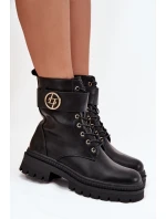 Dámské Botky Pracovní Se Zlatým Detalem Zateplené Černé model 21706796 - Boto