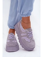 Semišové tenisky na platformě GOE TT2N4054 fialové