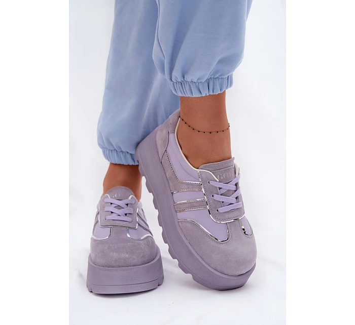 Semišové tenisky na platformě GOE TT2N4054 fialové