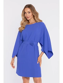 M908 Šaty s ozdobnými širokými rukávmi - modré