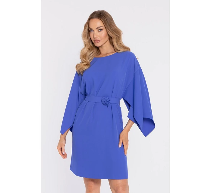 model 22040615 Šaty s ozdobnými širokými rukávy modré - Moe