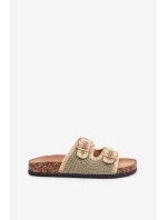 Dámske háčkované papuče so zlatými prackami - zelené Fenira Dámske háčkované papuče so zlatými prackami - zelené Fenira