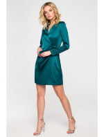 Dámske zavinovacie šaty K156 Tmavo smaragdovo zelená - Makover