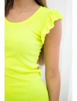 Dámske šaty s volánmi 9098 Neon Yellow - Kesi