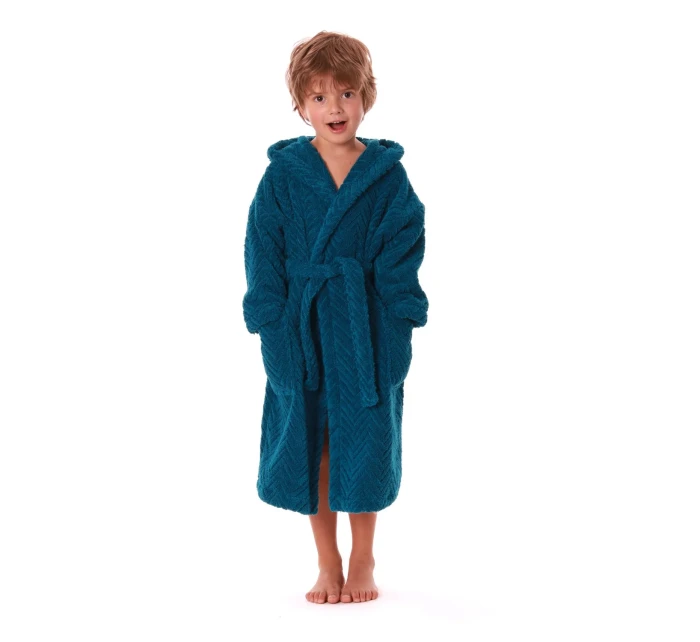 Detský župan Athena s kapucňou 3116 petrol - Vestis