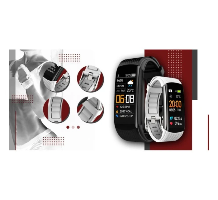 GIEWONT Smart hodinky čierno-biele 2 prúžky GW200-2 GIEWONT Smart hodinky čierno-biele 2 prúžky GW200-2