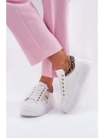 Buty Sportowe Damskie Na Platformie Z Eko Skóry Panterka Białe Velionna Buty Sportowe Damskie Na Platformie Z Eko Skóry Panterka Białe Velionna