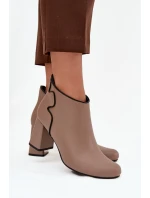 Skórzane Botki Ocieplane Na Słupku Beżowe Ivessara Skórzane Botki Ocieplane Na Słupku Beżowe Ivessara