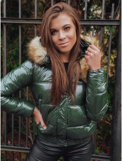Dámská zimní prošívaná krátká bunda zelená Dstreet model 21963982 - FashionStreet