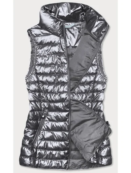 Sivá metalická dámska vesta (M20-6806-61)