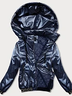 Krátka bunda s ozdobným rebrovaním tmavomodrá (16M9087-215)