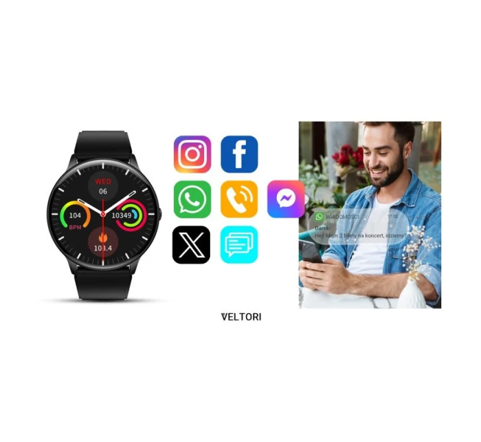 VELTORI VT160-1 Smartwatch Čierny silikónový remienok