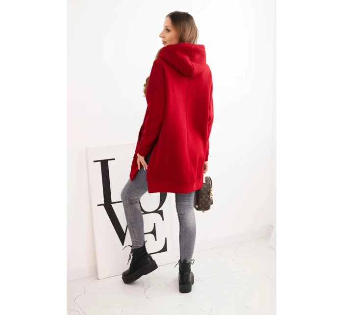 Bunda s rozparky na bocích vínová