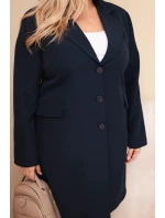 Dámske Plus veľkosť dlhý kabát s golierom a vreckami Garnet