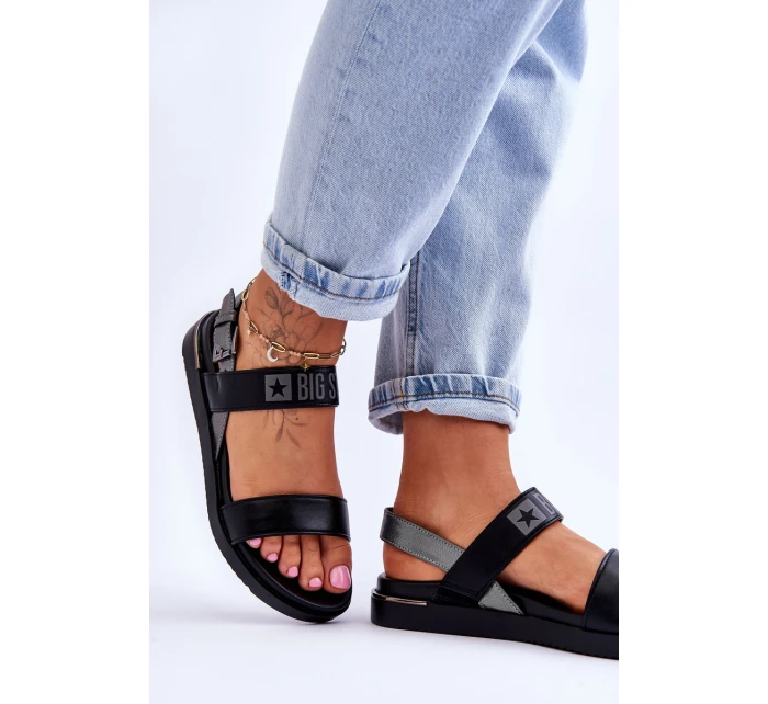 Damskie Płaskie Sandały Big Star LL274938 Czarne