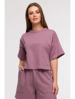 B294 Orezaná mikina s krátkym rukávom - heather