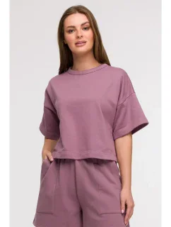 B294 Orezaná mikina s krátkym rukávom - heather