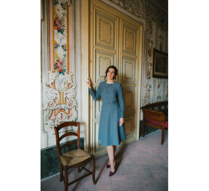 model 21319075 Šaty s mašlemi šedé - STYLOVE model 21319075 Šaty s mašlemi šedé - STYLOVE