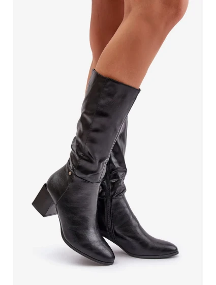 Čierne topánky Ellithira z eko kože na podpätku Čierne topánky Ellithira z eko kože na podpätku