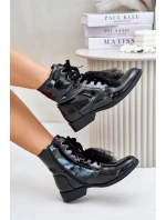 Lakované zateplené členkové topánky so zipsom S.Barski Black Lakované zateplené členkové topánky so zipsom S.Barski Black