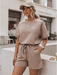 Dámsky letný set s motýľom z mäkkej viskózy v moka farbe FashionStreet AY1190