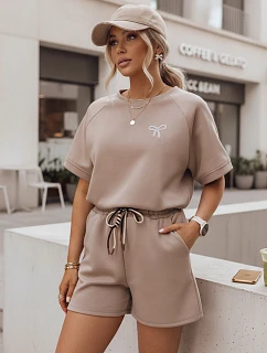 Dámsky letný set s motýľom z mäkkej viskózy v moka farbe FashionStreet AY1190