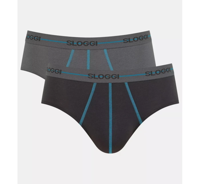 Pánske nohavičky Start Midi C2P box - HNEDÁ - SVETLÁ KOMBINÁCIA - čierna a sivá M003 - SLOGGI