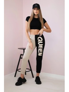 Dámske tepláky s nápisom QUEEN čierne