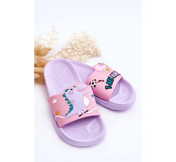 Dziecięce Klapki Dinozaur T-Rex Fioletowe Bernis