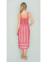 Červené bavlněné šaty model 7500078 - MADE IN ITALY Červené bavlněné šaty model 7500078 - MADE IN ITALY