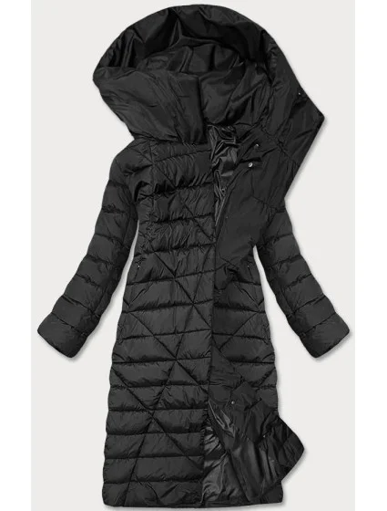 Čierna dlhá dámska zimná bunda s kapucňou (my043) Čierna dlhá dámska zimná bunda s kapucňou (my043)